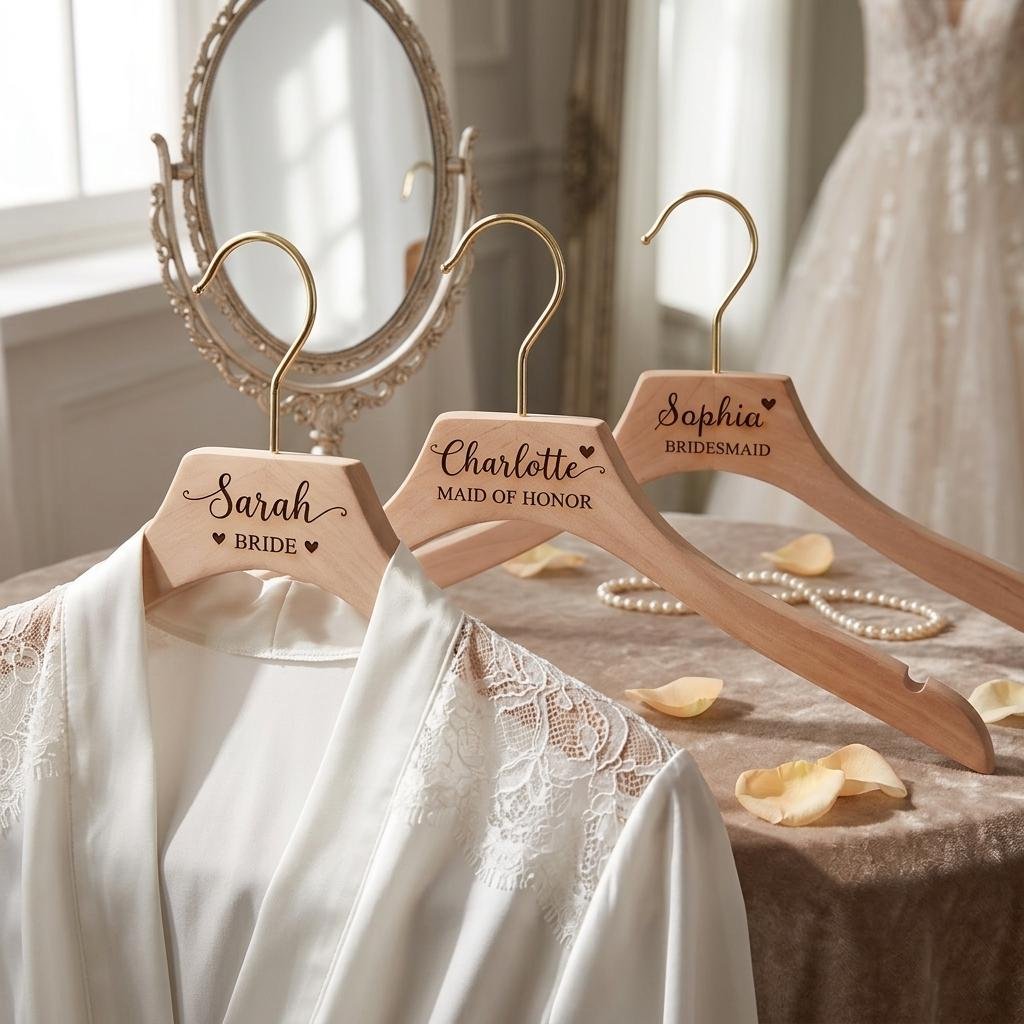 Custom Engraved Wooden Hanger Bride | Flower Girl Bridesmaid Maid of Honor Gift | Bridal Shower | Wedding Dress Hanger Name